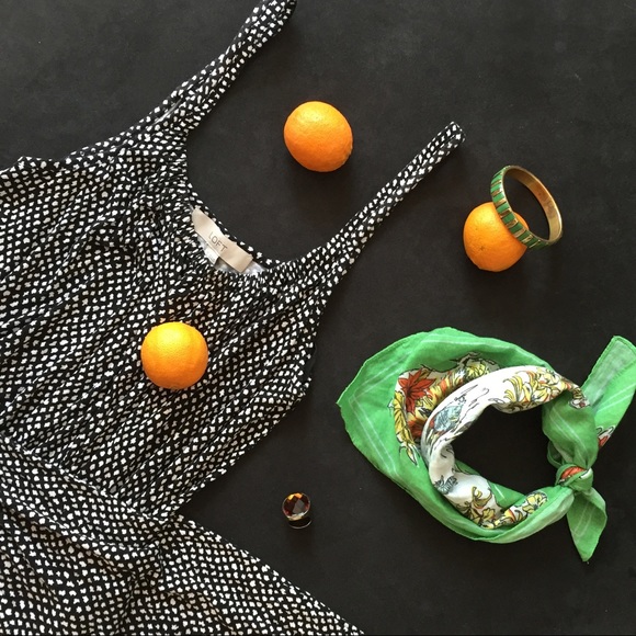 Abstract Print Dress w/ Elastic Waist Black - Picture 1 of 5